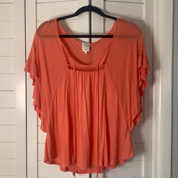 Ella Moss Tops - Salmon Flowy Top